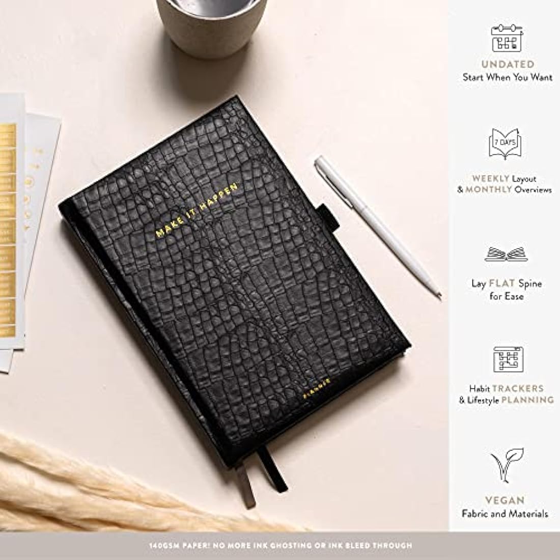 Scribble & Dot A5 Undated Weekly Planner - Croc Hardcover Notebook