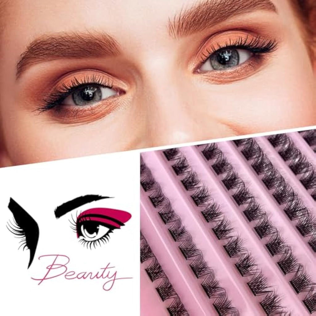 CNMTCCO Lash Clusters – 120Pcs D Curl DIY Individual Wispy Lashes