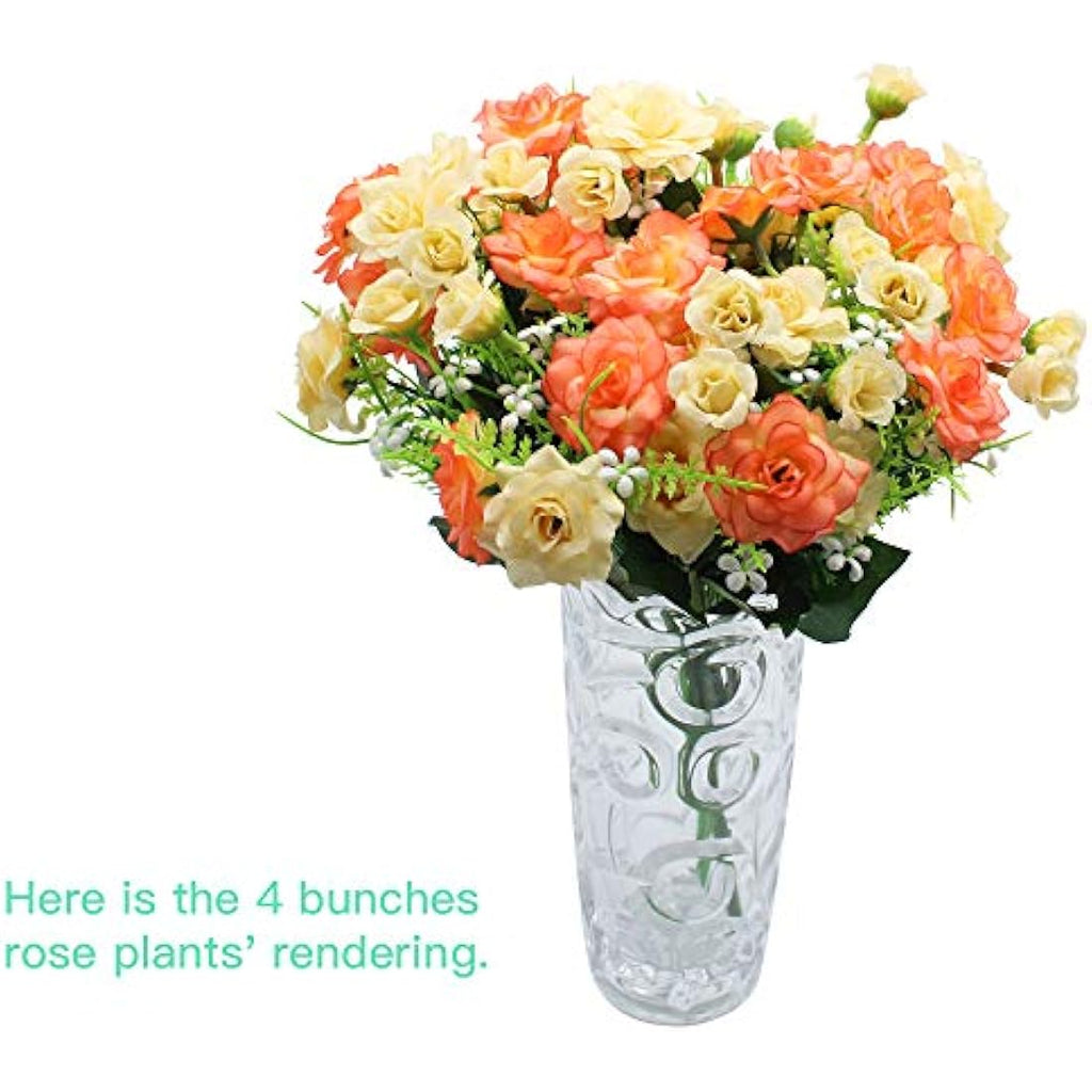 JaneYi Artificial Silk Rose Flowers | 4 Pack DIY Floral Bouquet - Red