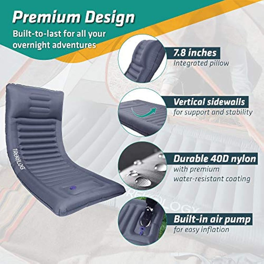 Trekology UL140 Inflatable Sleeping Pad with Built-in Foot Pump