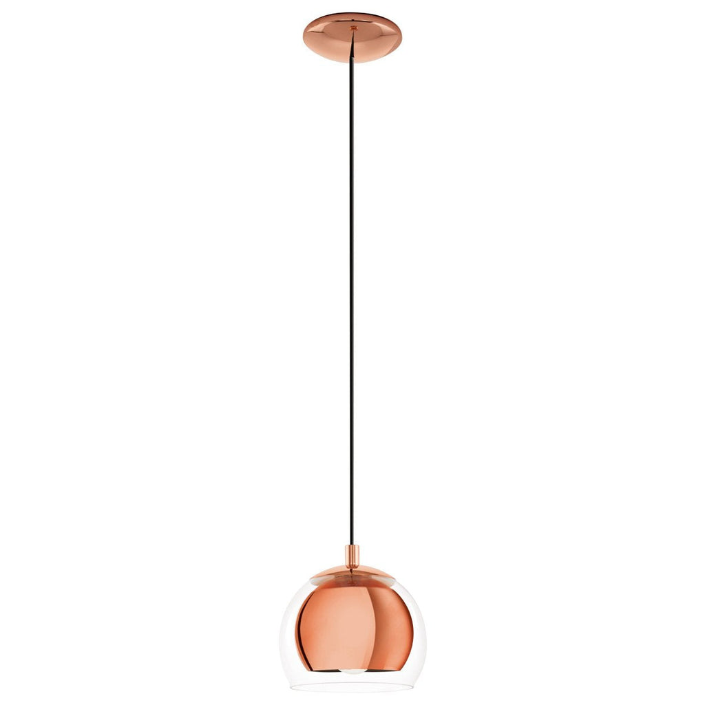 EGLO Rocamar Pendant Lamp – Copper Metal & Glass Hanging Light