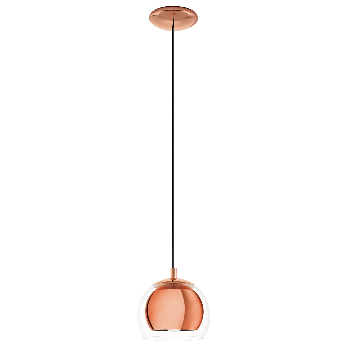 EGLO Rocamar Pendant Lamp – Copper Metal & Glass Hanging Light