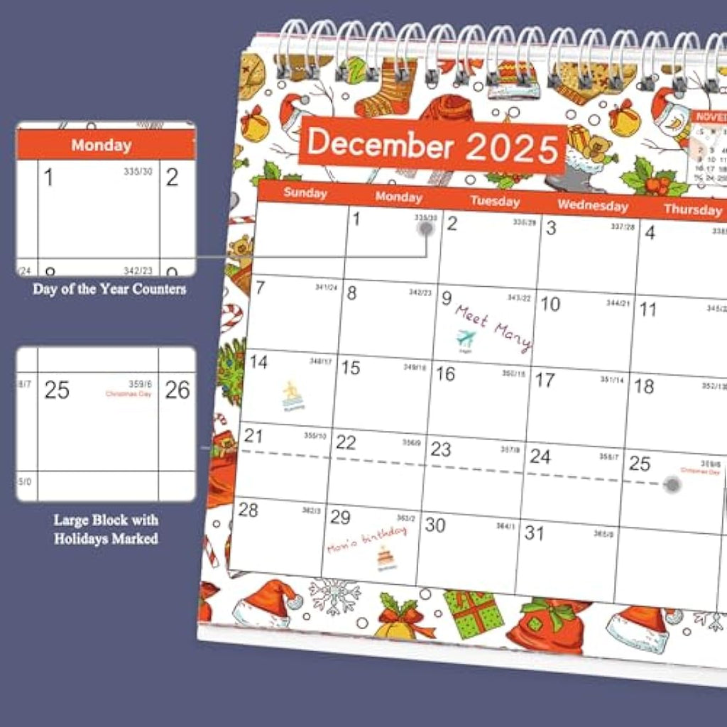 2025-2026 Desk Calendar – 18 Month Standing Flip Planner
