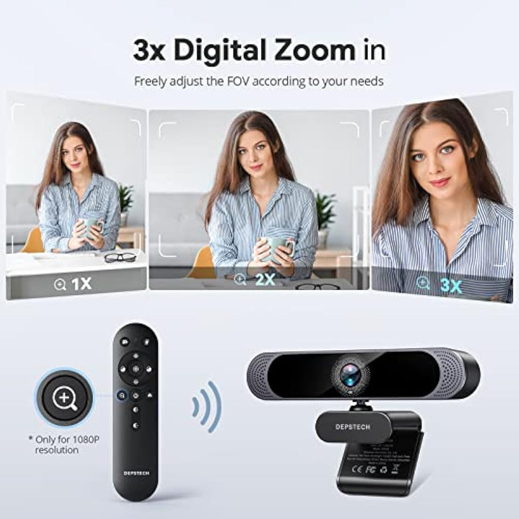 DEPSTECH 4K Webcam – Sony Sensor Streaming Camera with Remote & Zoom