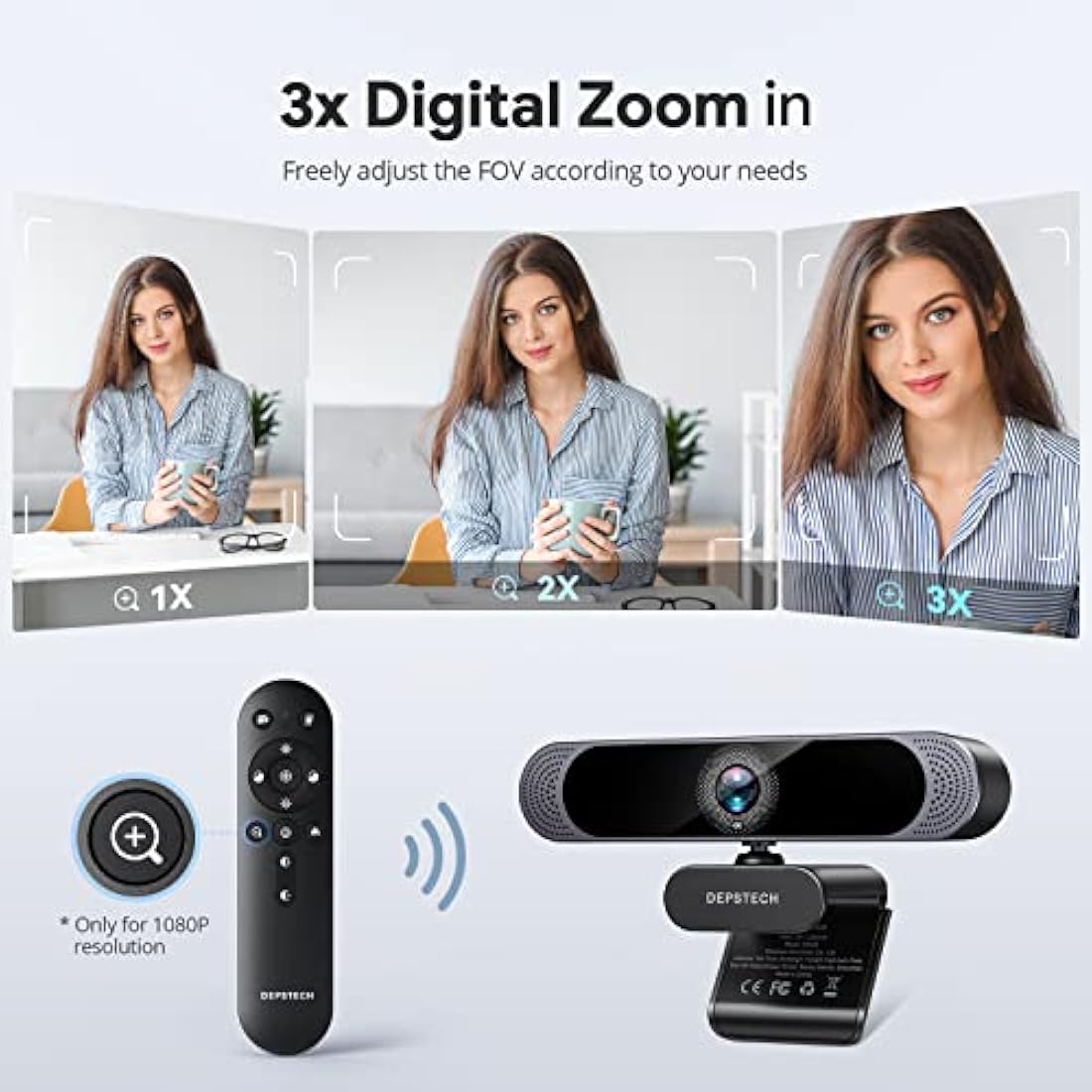 DEPSTECH 4K Webcam – Sony Sensor Streaming Camera with Remote & Zoom
