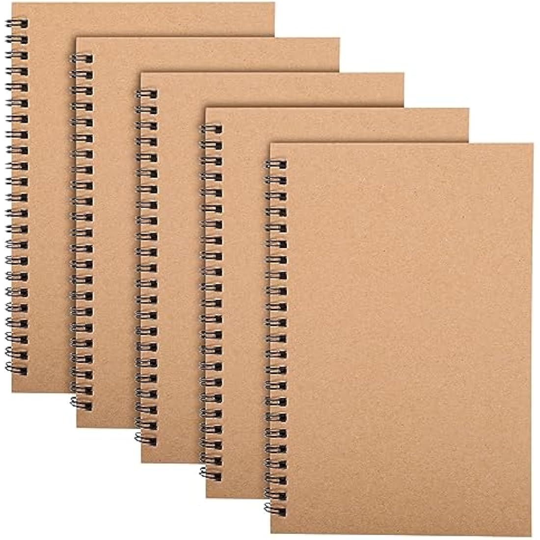 A5 Spiral Notebook 5-Pack | Kraft Cover Lined Journals