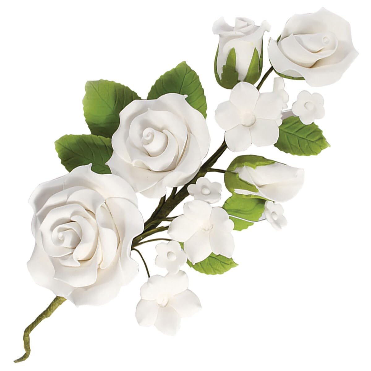 Jolof Store White Rose Sugar Flower Cake Spray - Wedding Cake Topper