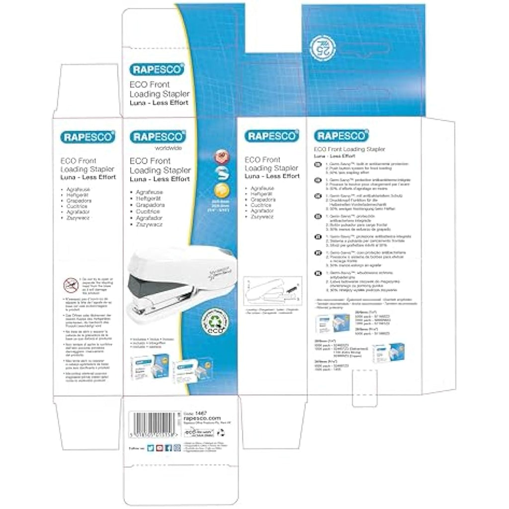 Rapesco ECO Luna Less Effort Stapler | Antibacterial 50 Sheet Capacity