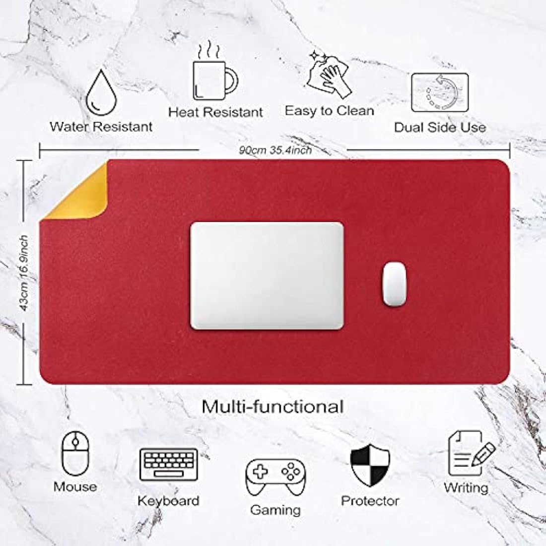 DOBAOJIA Dual-Side PU Leather Desk Pad - Large Waterproof Mouse Mat