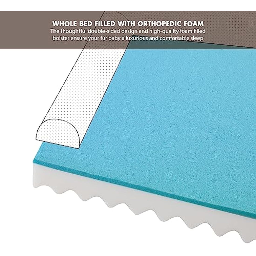 Large Orthopedic Memory Foam Dog Bed | Waterproof Khaki