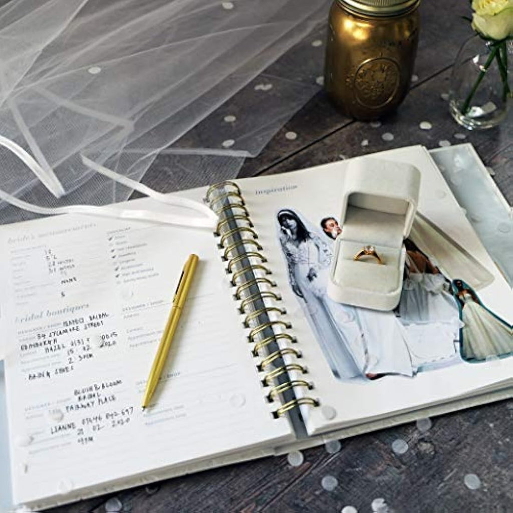 Busy B Wedding Planner – White & Gold Spiral-Bound Bridal Organiser