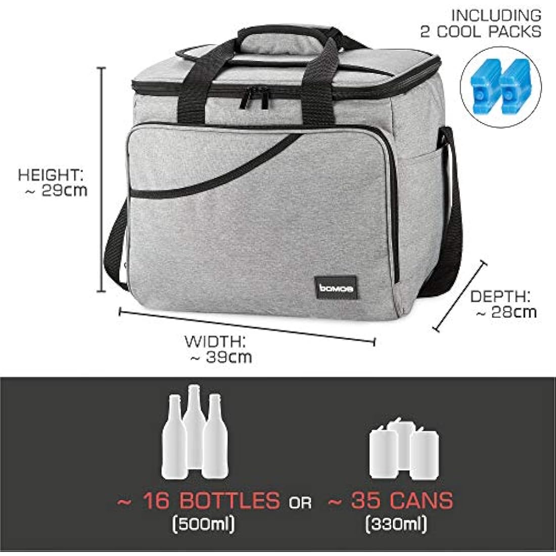 bomoe Foldable Cooler Bag – 16h Insulated Leakproof Picnic & Lunch Bag
