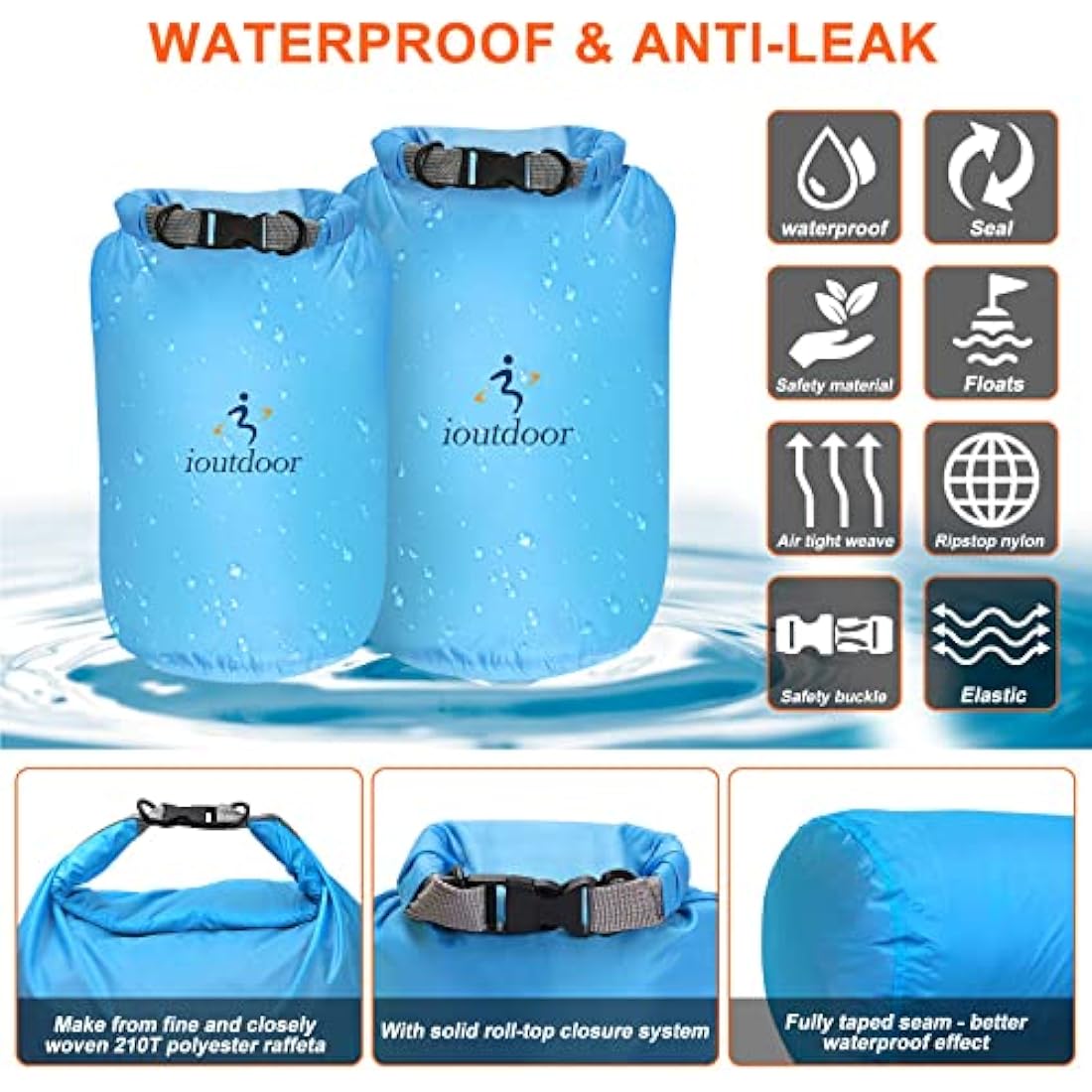 Jolof Store Waterproof Dry Bag – Lightweight Compression Sack for Kayaking