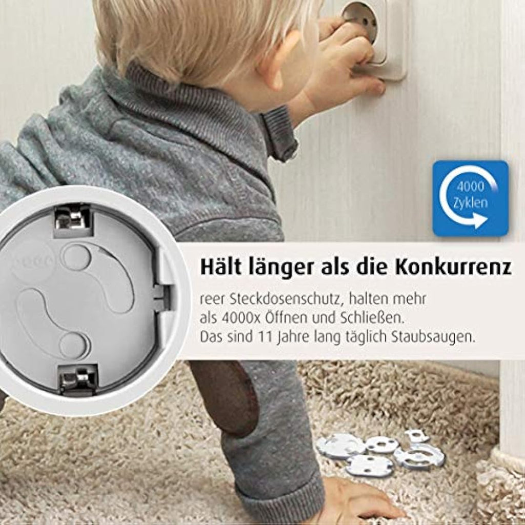 Reer Socket Protection Screw-On – White Child Safety Guard, 20 Pack