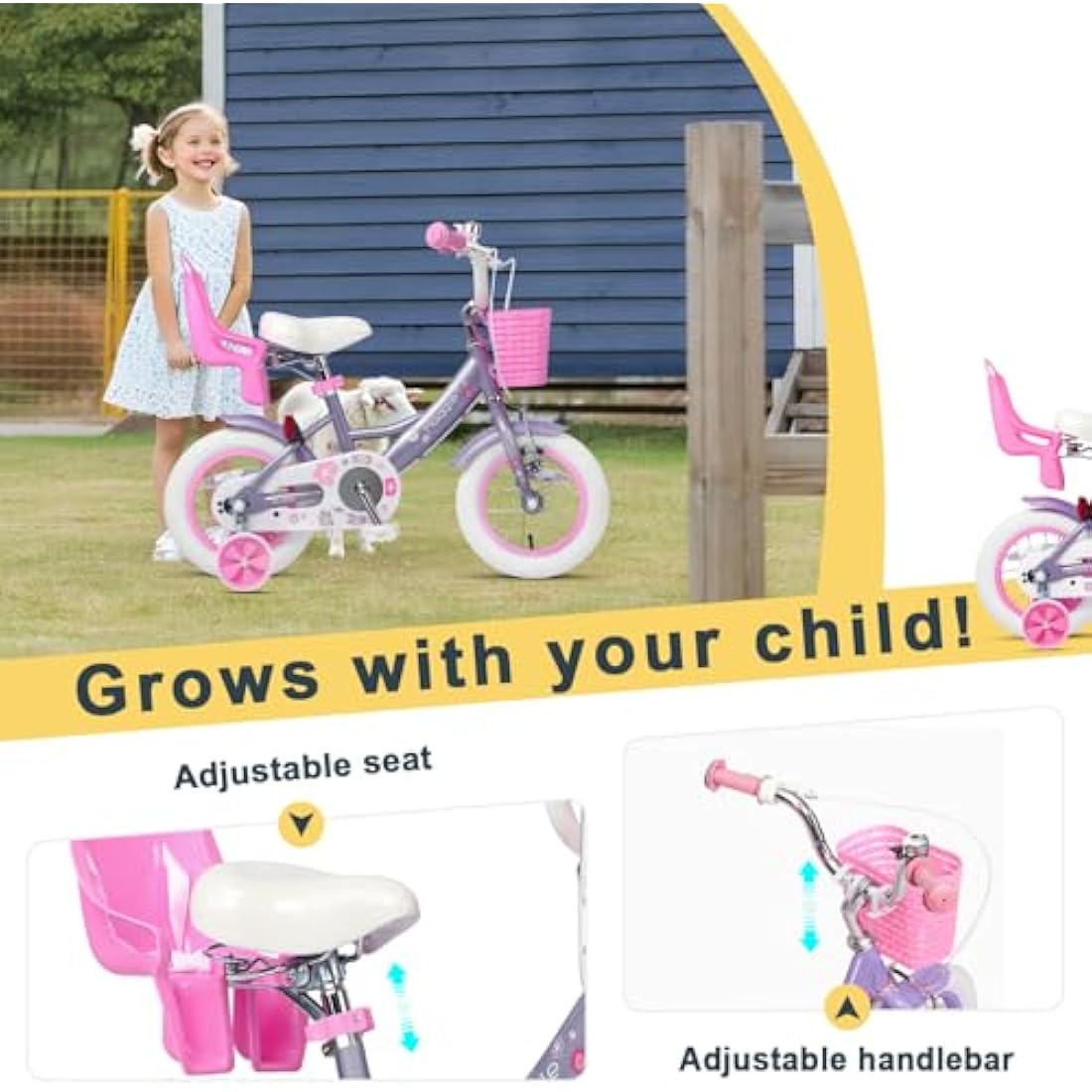Glerc Maggie 12 Inch Girls Bicycle with Doll Seat and Basket