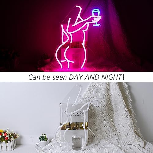 Lady Back Neon Sign | Pink LED Wall Art for Bedroom & Bar