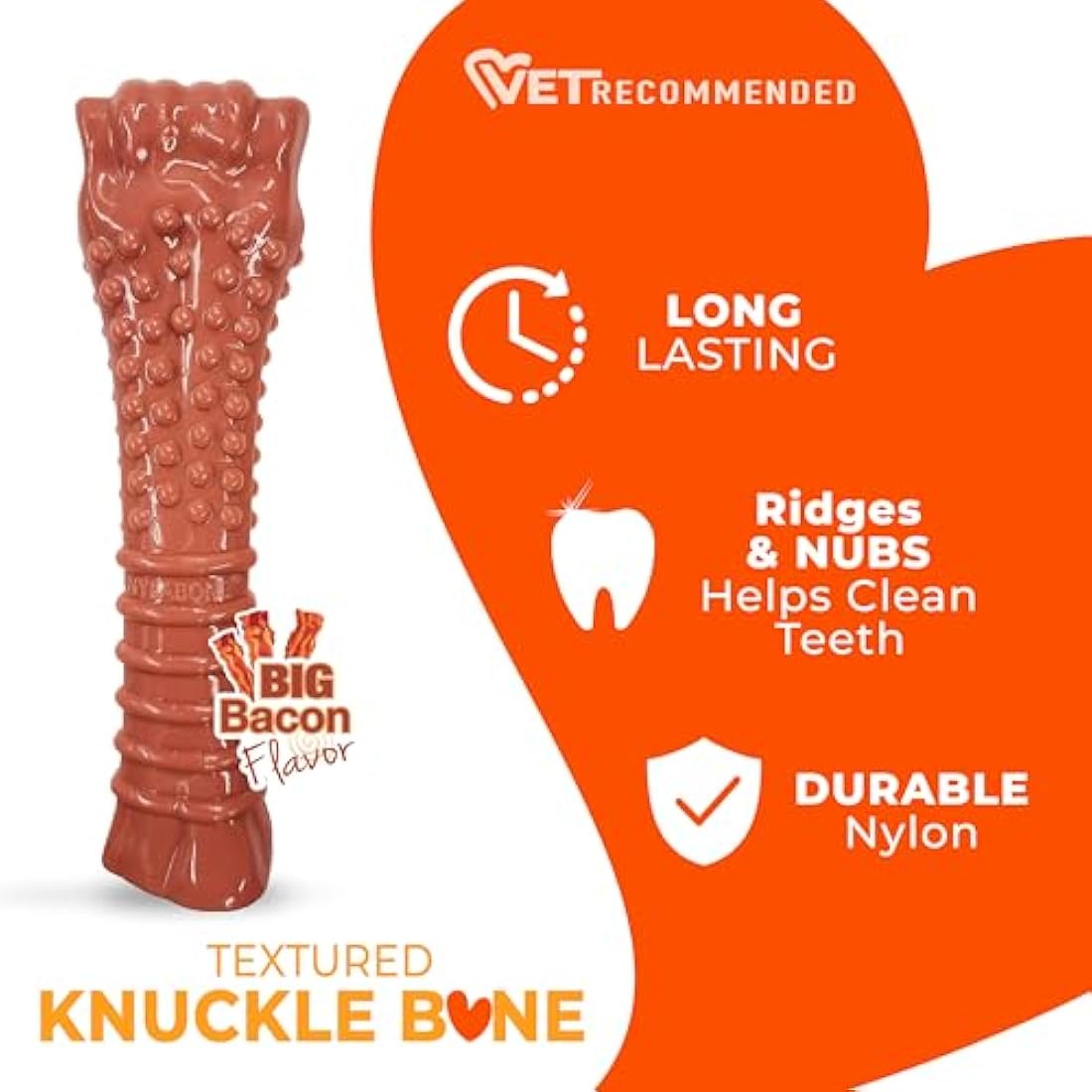 Nylabone Dura Chew Dog Toy - Bacon Flavour Durable Bone for XL Dogs