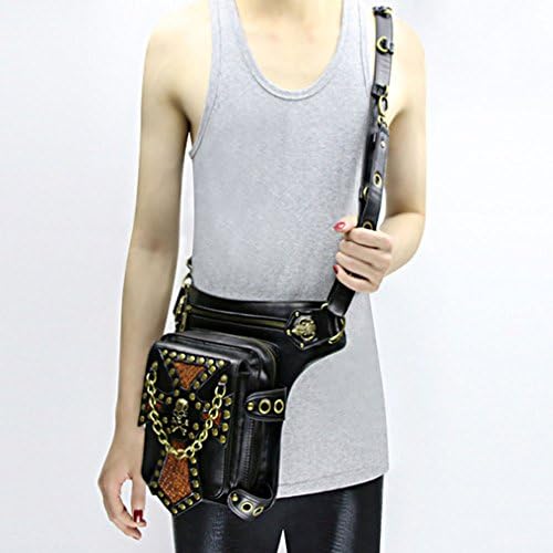 FiveloveTwo Steampunk PU Leather Tactical Drop Leg Bag & Waist Pack
