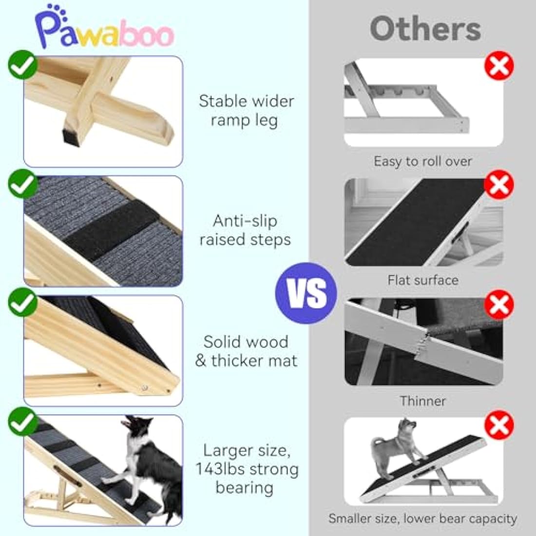 Wooden Dog Ramp | Adjustable Height Portable Pet Step