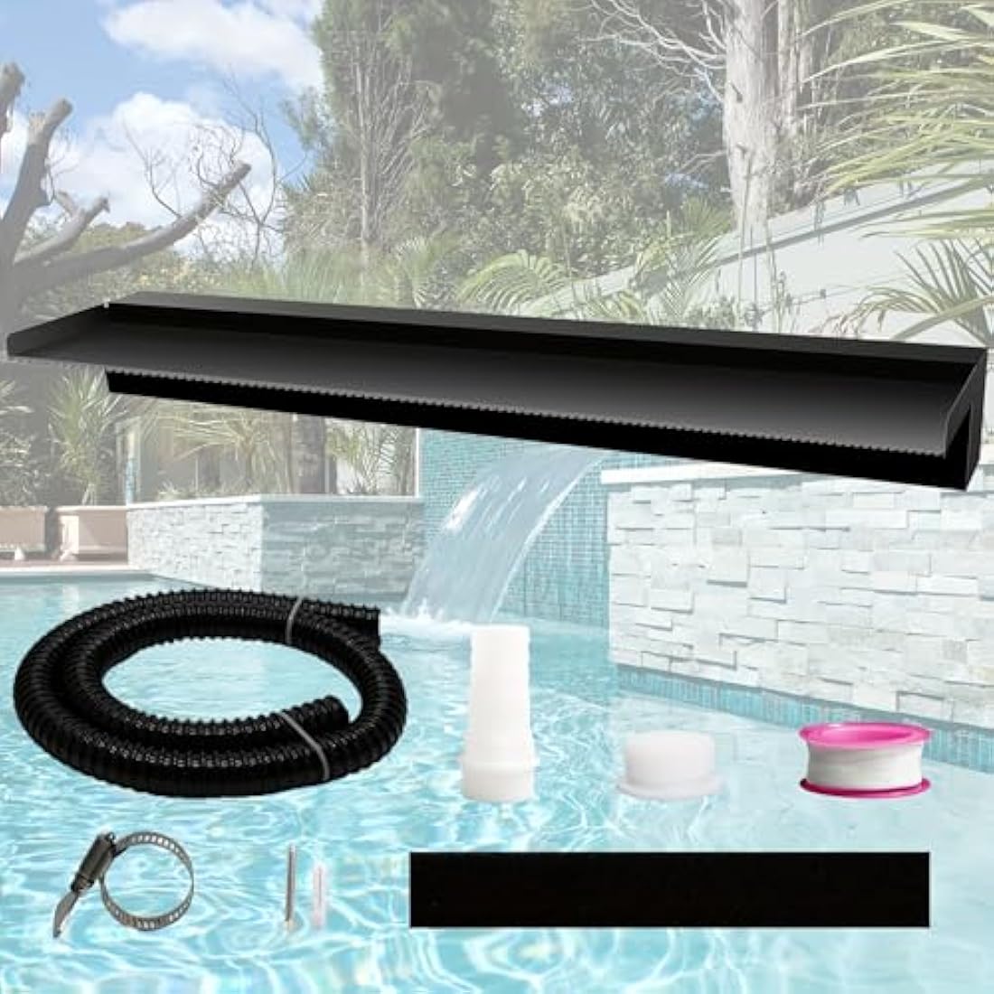 Jolof Store Stainless Steel Pool Waterfall Spillway – 90cm Black Pond Fountain