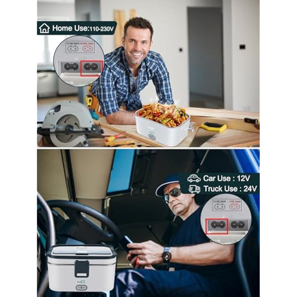 Buddew Electric Lunch Box – 80W Portable Food Warmer for Car & Home, 1.8L