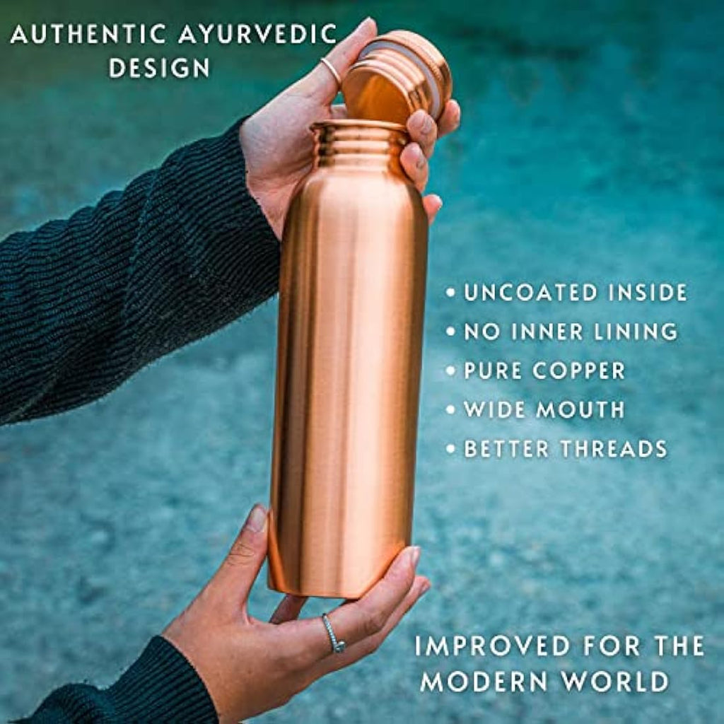Kosdeg Pure Copper Water Bottle – 34 Oz Ayurvedic Hydration Vessel