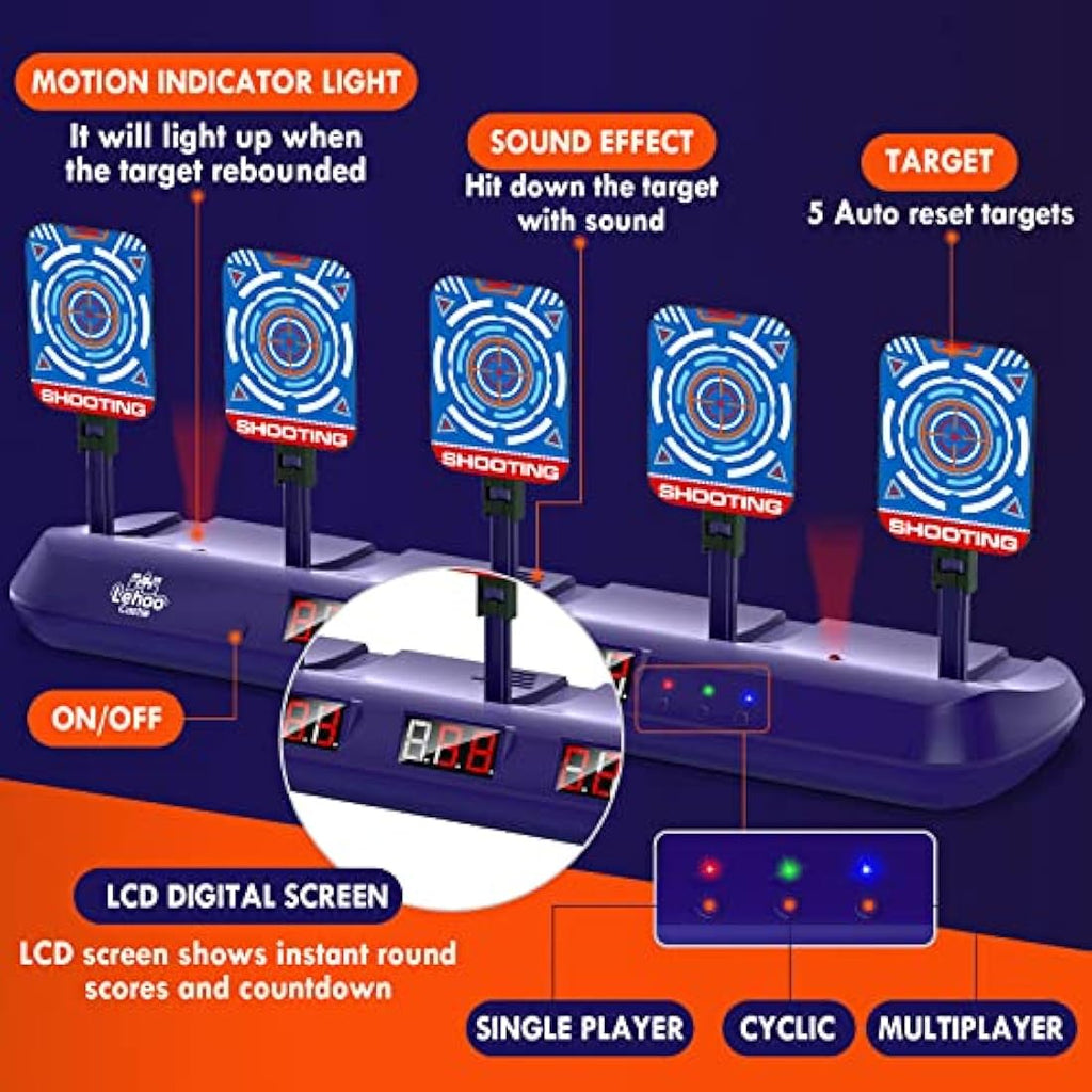 Lehoo Castle Electronic Digital Nerf Target Set with Gun and Bullets