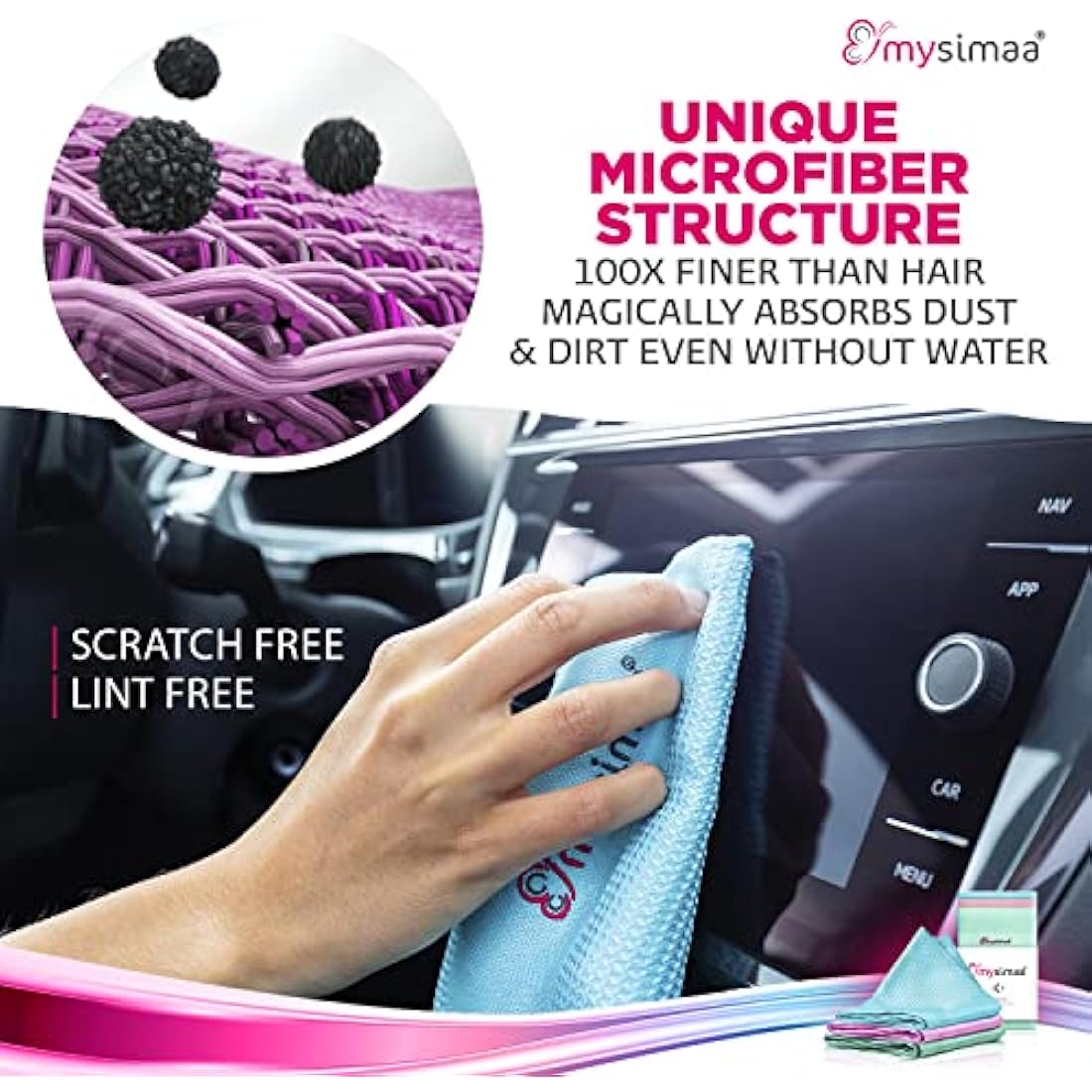 mysimaa Premium Microfiber Cleaning Cloths – 3 Pack, 40x40cm –