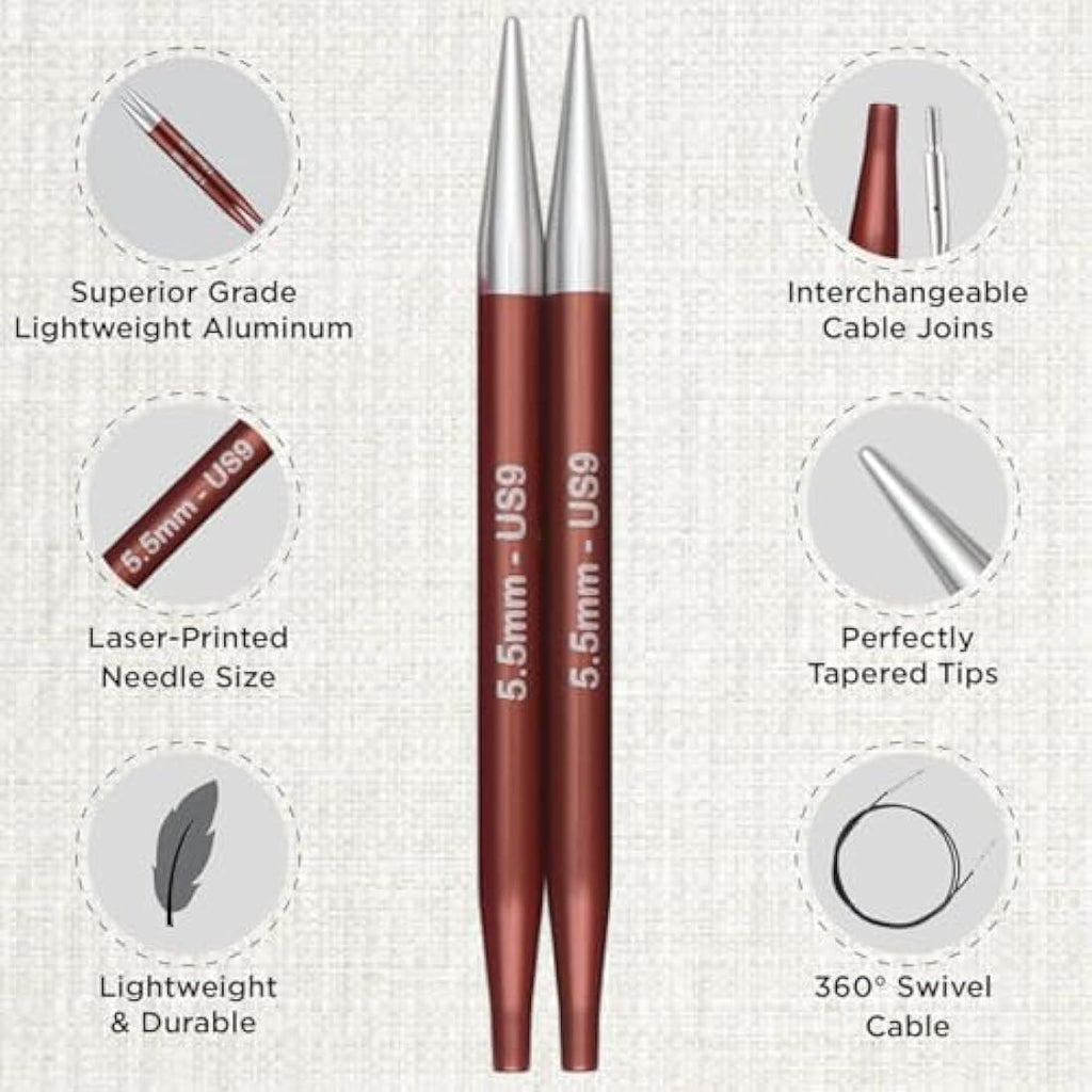 KnitPro Zing Deluxe Interchangeable Needle Set | 8 Sizes (3.5-8mm)