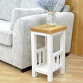 Jolof Store Snow White Side Table – Painted Oak Slim End Table