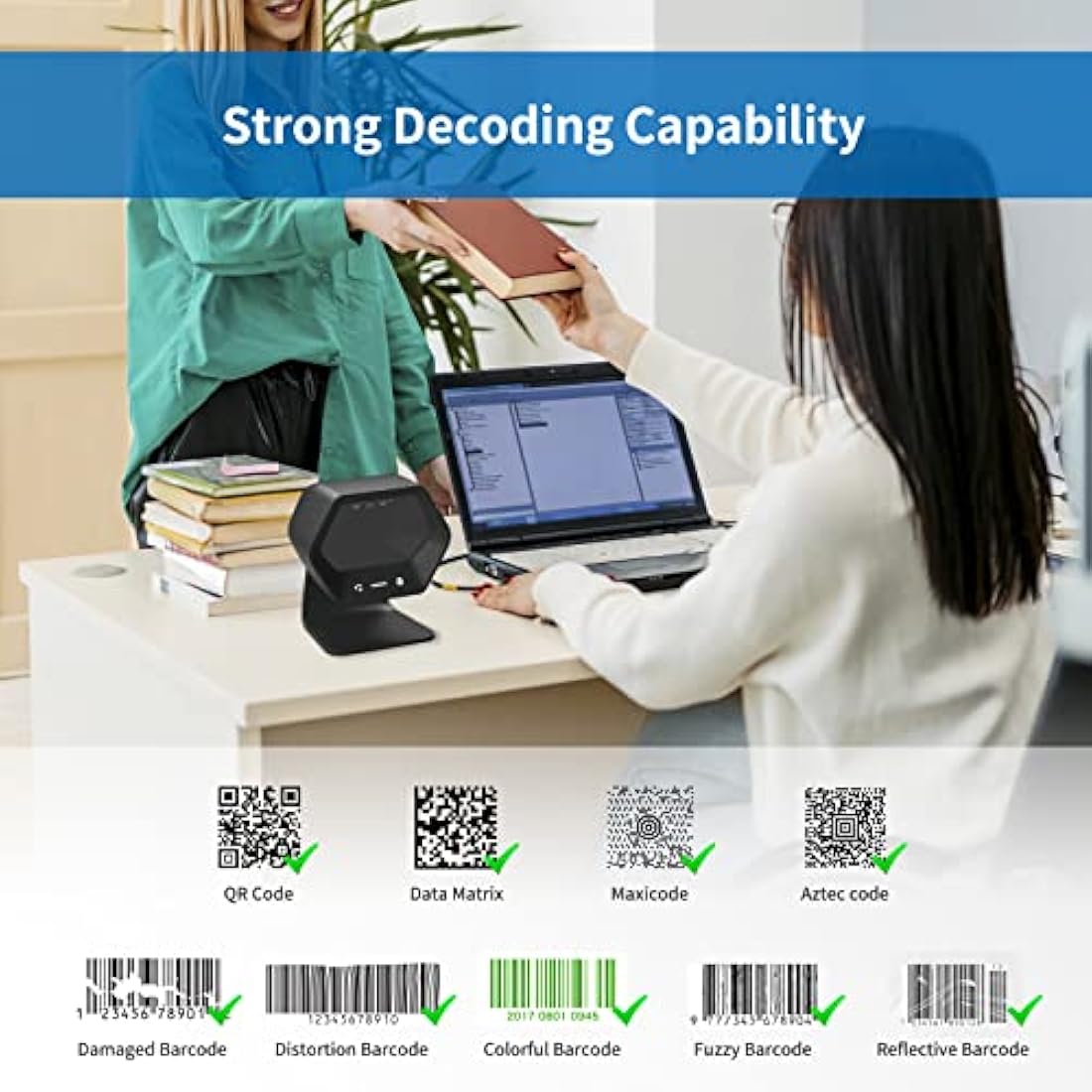 NETUM NT-7060 2D QR Presentation Scanner – Hands-Free USB Barcode Reader