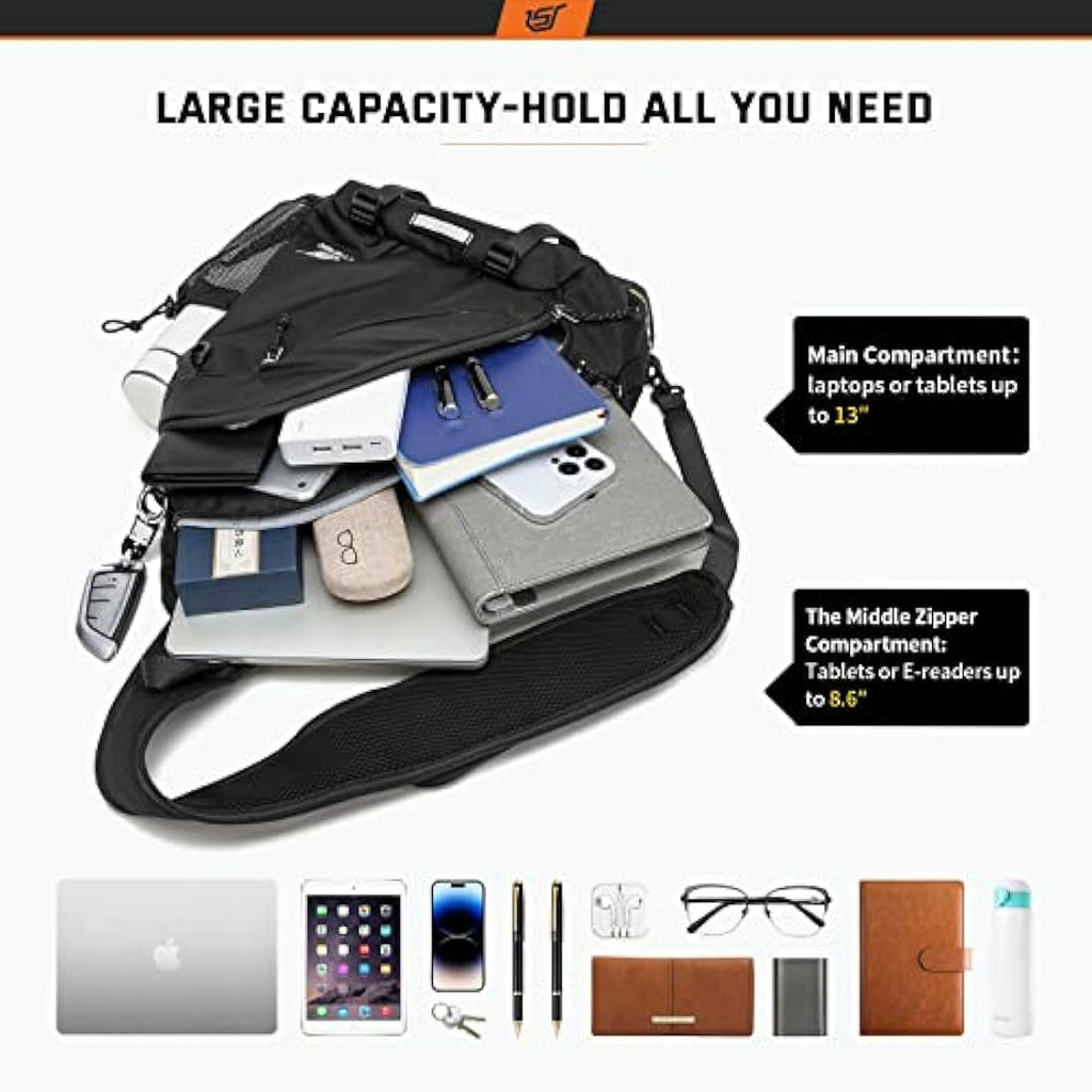 SKYSPER 18L Sling Laptop Bag – 13 Inch Water-Resistant Hiking Daypack