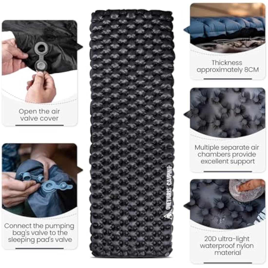 OneTigris Obsidian Insulated Sleeping Pad | 5.2R Ultralight Camping Mat