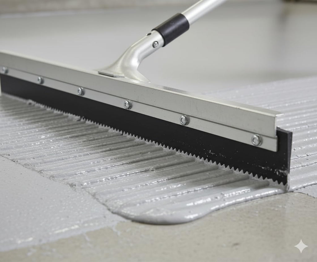 18 Inch Notched Floor Squeegee – Heavy Duty Epoxy & Resin Floor Spreader Tool with Durable Poly Blade, Ideal for Concrete, Garage
