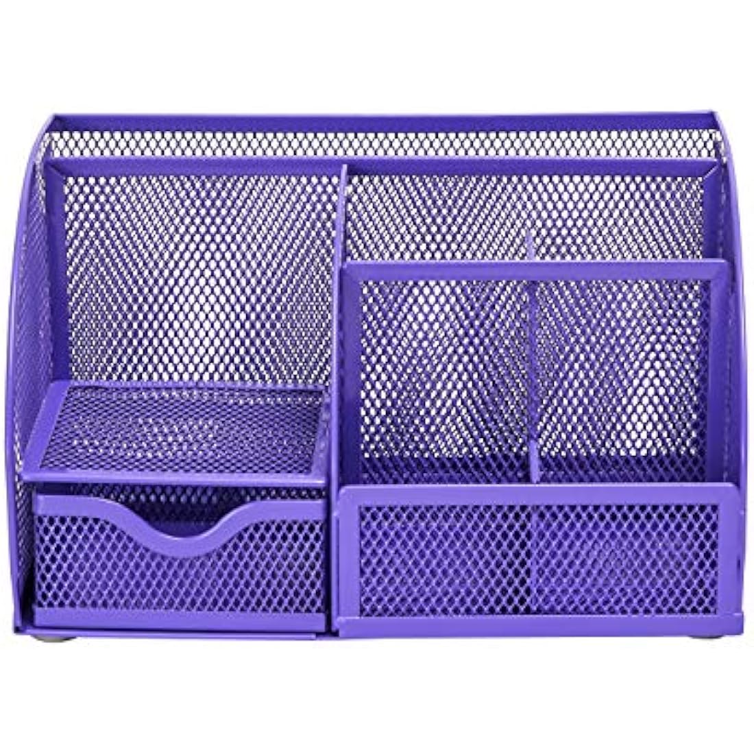 Exerz Mesh Desk Organiser | 7-Compartment Metal Tidy Caddy - Purple