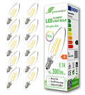 greenandco E14 LED Filament Candle Bulb | 2700K Warm White | 10-Pack
