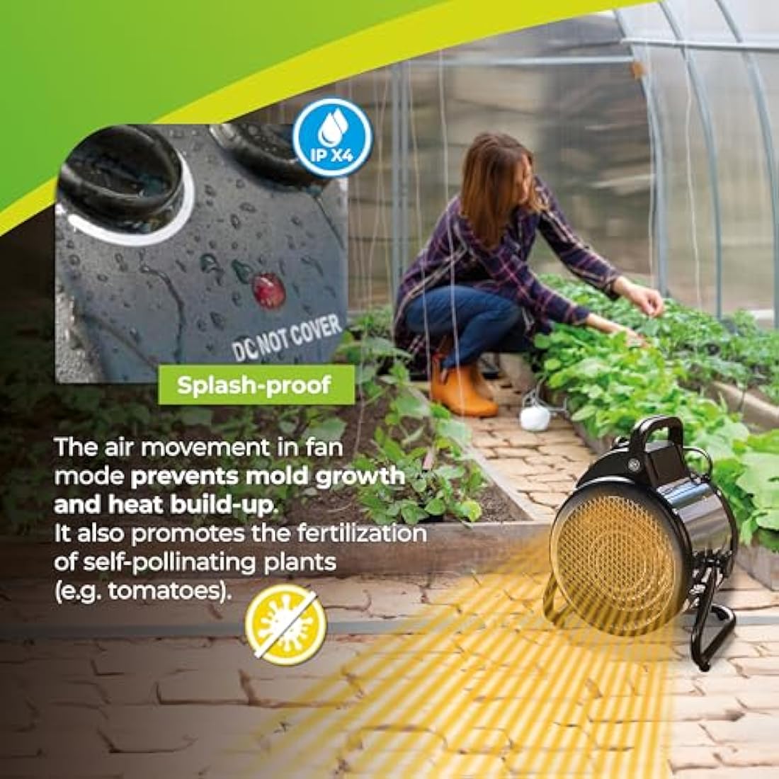 Bio Green Palma 2.0 Greenhouse Heater | 2KW Stainless Steel & Thermostat