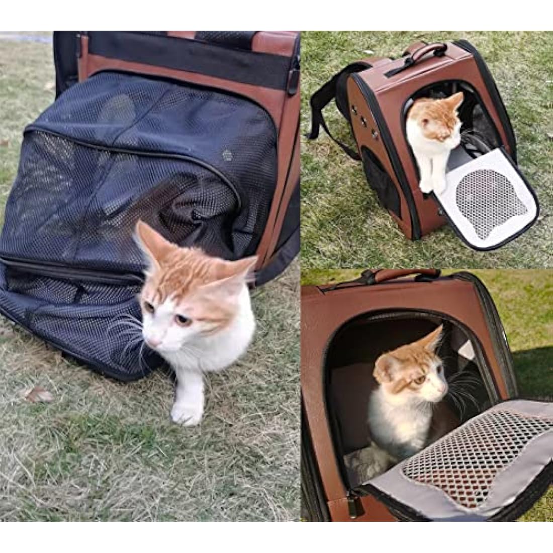 Jolof Store Large Cat Backpack – Expandable Leather Pet Carrier