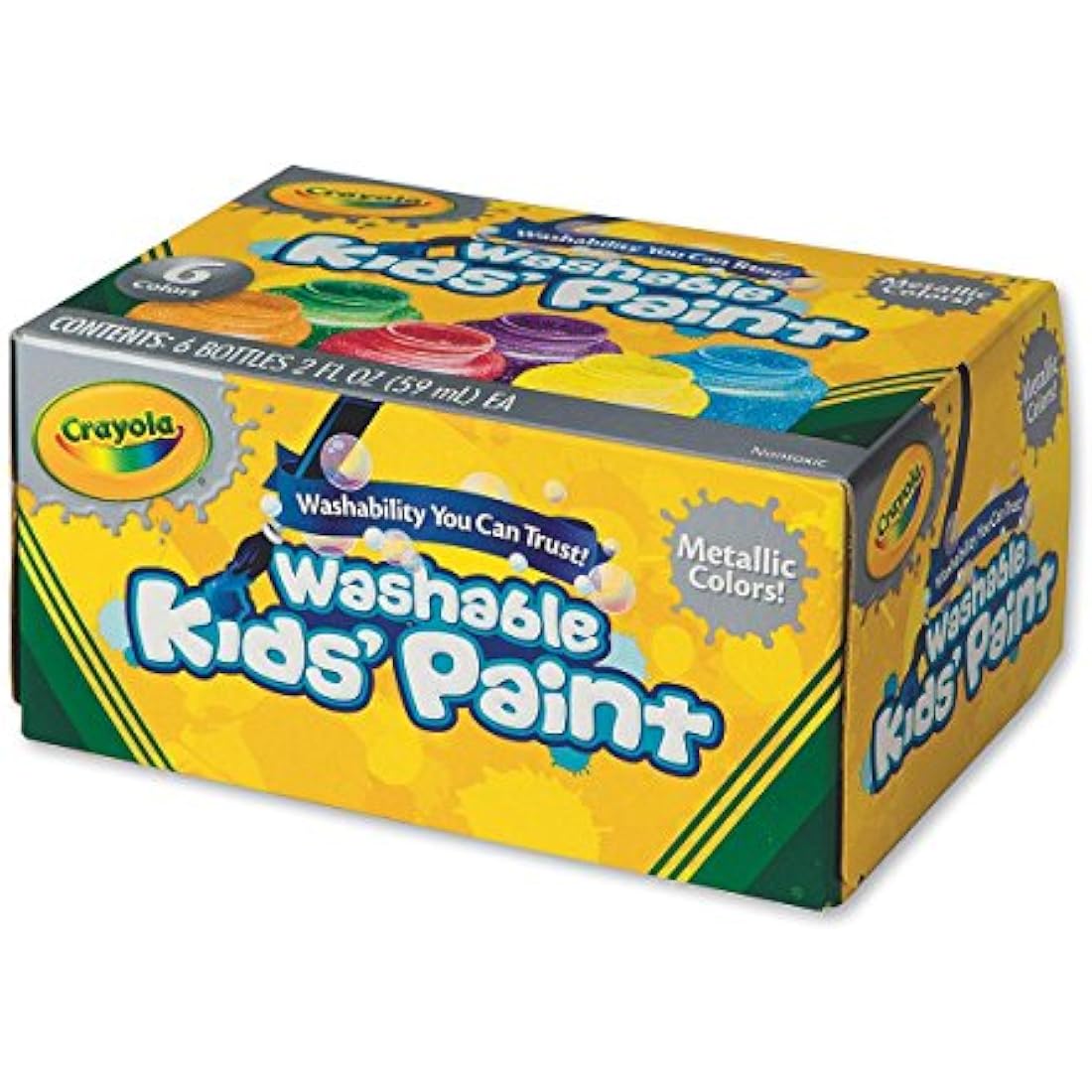Crayola Washable Metallic Paint – 6 Pack Non-Toxic Glitter Art Set