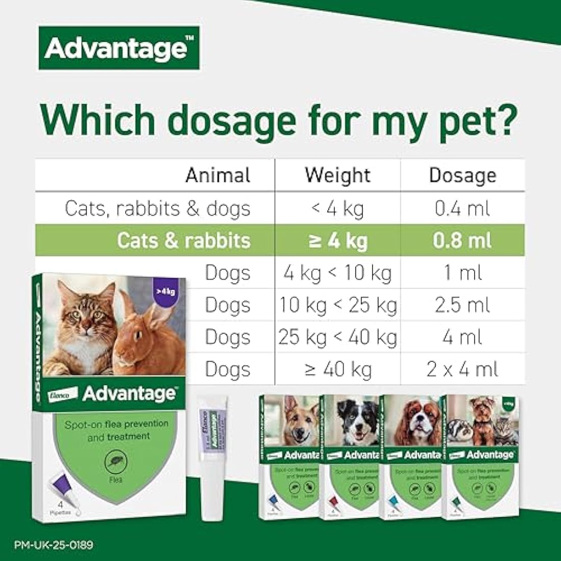 Advantage Flea Treatment for Large Cats and Rabbits Over 4kg | 4 Pipettes