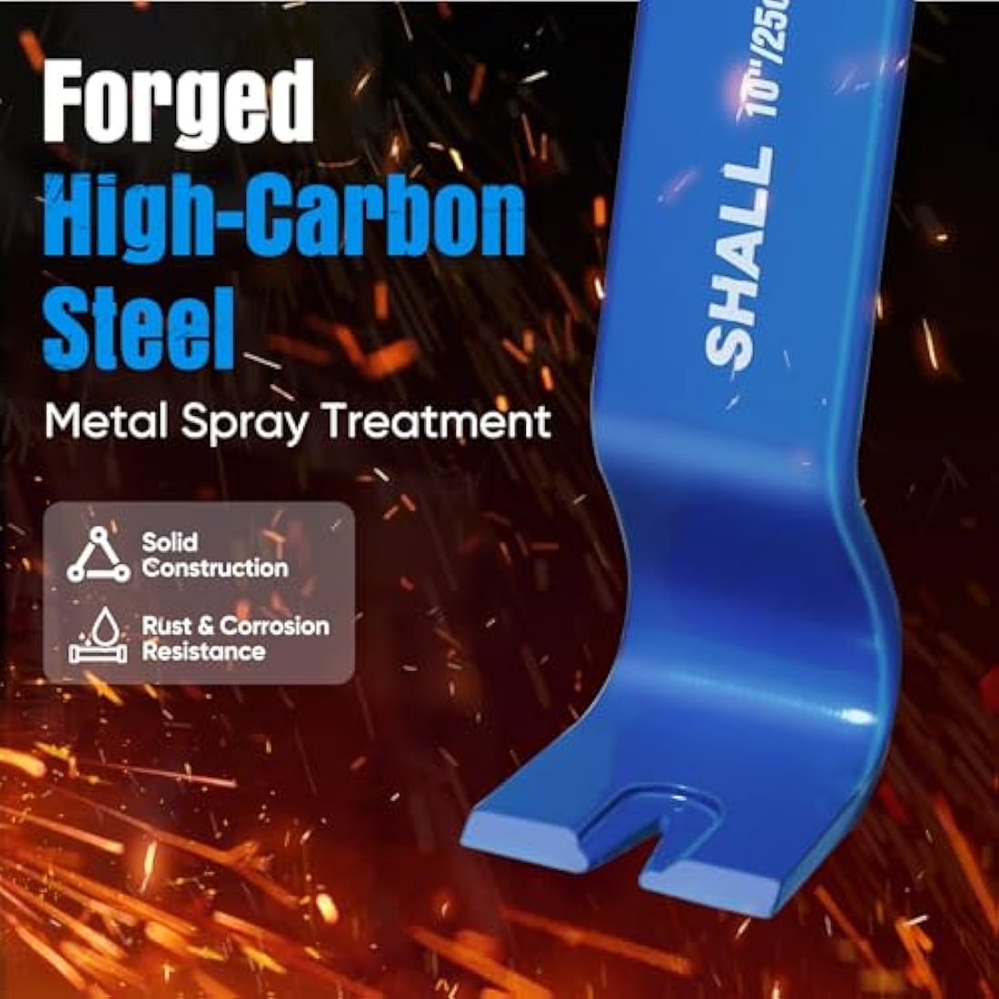 SHALL 4-Piece Flat Pry Bar Set | Heavy Duty Steel Nail Puller Tools