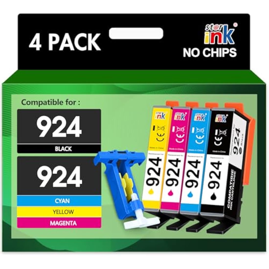 Starink HP 924 Ink Cartridge Replacement 4-Pack for OfficeJet Pro 8120e