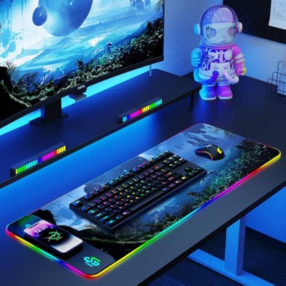 GIM RGB Gaming Mouse Pad | 15W Wireless Charging XXL LED Desk Mat