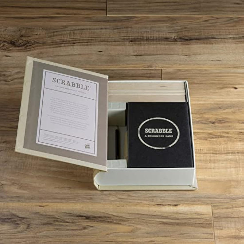 WS Game Company Scrabble Vintage Bookshelf Edition – Linen Board Game