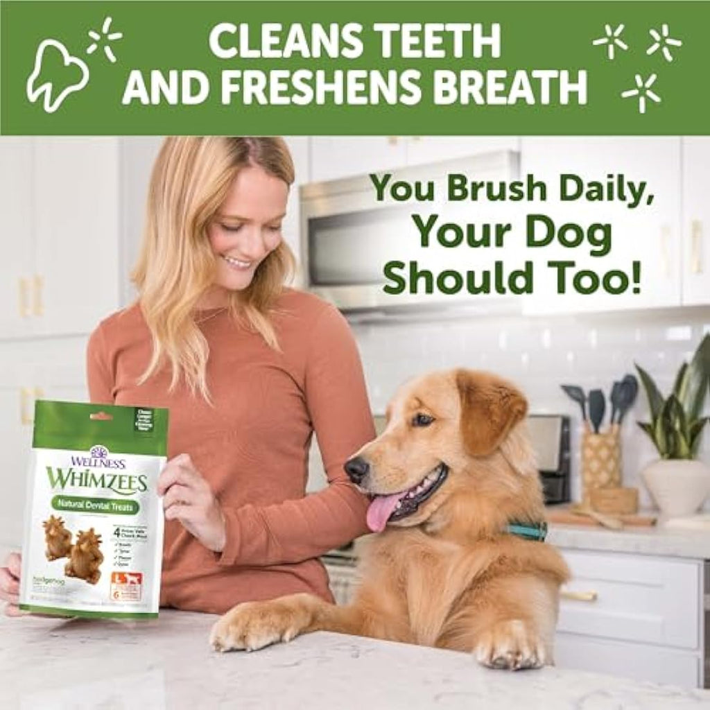 WHIMZEES Natural Dental Dog Treats – Hedgehog Shape, Large (7 Count)