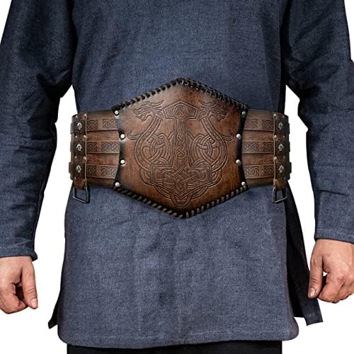 HiiFeuer Viking Waist Armor – Norse Faux Leather Medieval LARP Belt