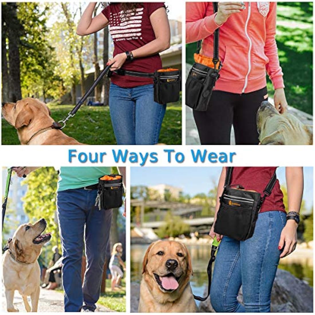Lanktoo Dog Treat Pouch Bag with Poop Bag Holder - Waterproof Training Bag