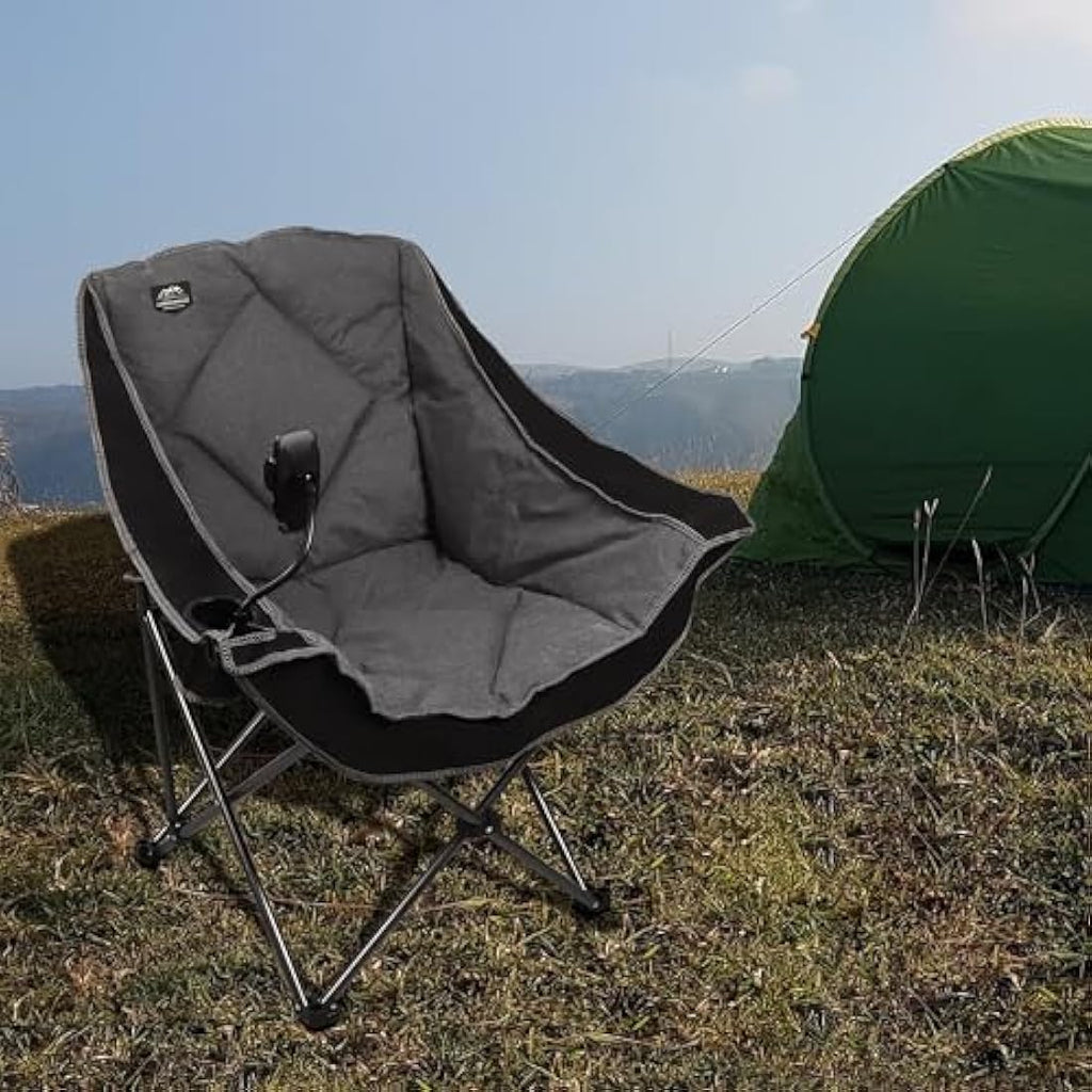 LANMOUNTAIN Oversized Folding Camping Chair | Heavy Duty Padded Outdoor Seat