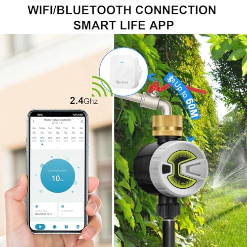 Shrivee WiFi Smart Water Timer – Automatic Irrigation with Brass Inlet