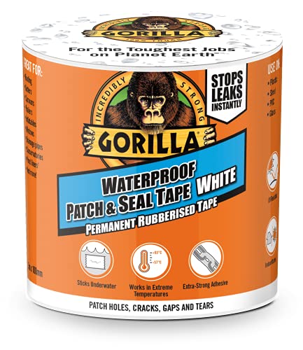 Gorilla Waterproof Patch & Seal Tape - White Leak Repair Tape, 3m